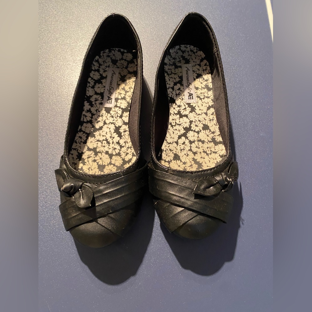 American Eagle Outfitters Black Bow Flats